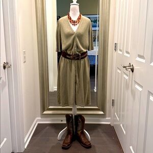 j jill Sage Green Linen Blend Button Down Dress Sz XL mother of pearl buttons